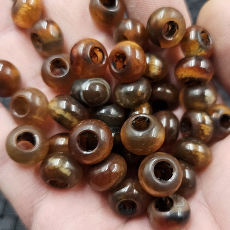 Antique-Style Agate Large-Hole Jade Abacus Beads, Loose Jade Beads, Coffee-Colored Round Rings, Spacer Beads, Jewelry Accessories Antique-Style Agate Large-Hole Jade Abacus Beads, Loose Jade Beads, Coffee-Colored Round Rings, Spacer Beads, Jewelry Accessories