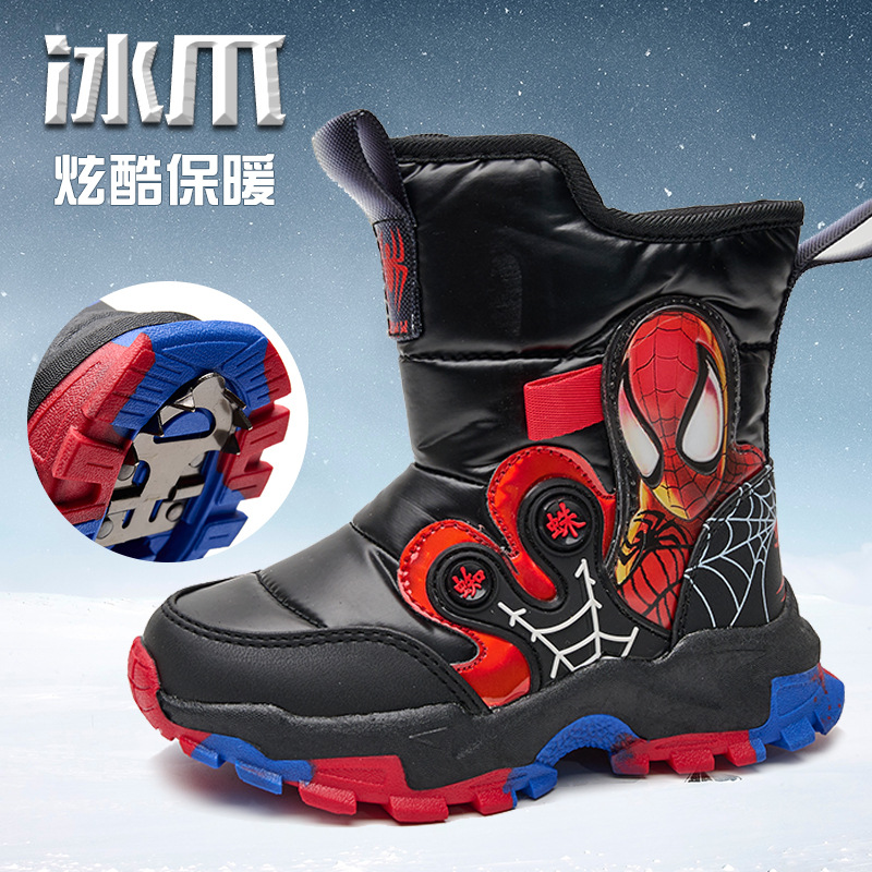 跨境外贸儿童雪地靴 冬季新款TPR底止滑加绒加厚保暖雪地棉童鞋男