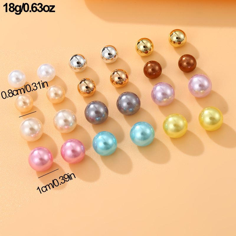 1 Set Sweet Geometric Solid Color Stoving Varnish Imitation Pearl Ear Studs display picture 2