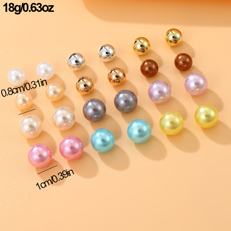 1 Set Quantity 1 Set Sweet Geometric Solid Color Stoving Varnish Imitation Pearl Ear Studs