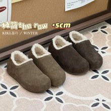 mollykiki复古防滑加绒ins单鞋2025冬季新款厚底一脚蹬韩版勃肯鞋