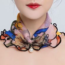 春夏秋韩版网纱套头小围脖又脖套护颈丝巾薄款时尚百搭半装饰纱巾