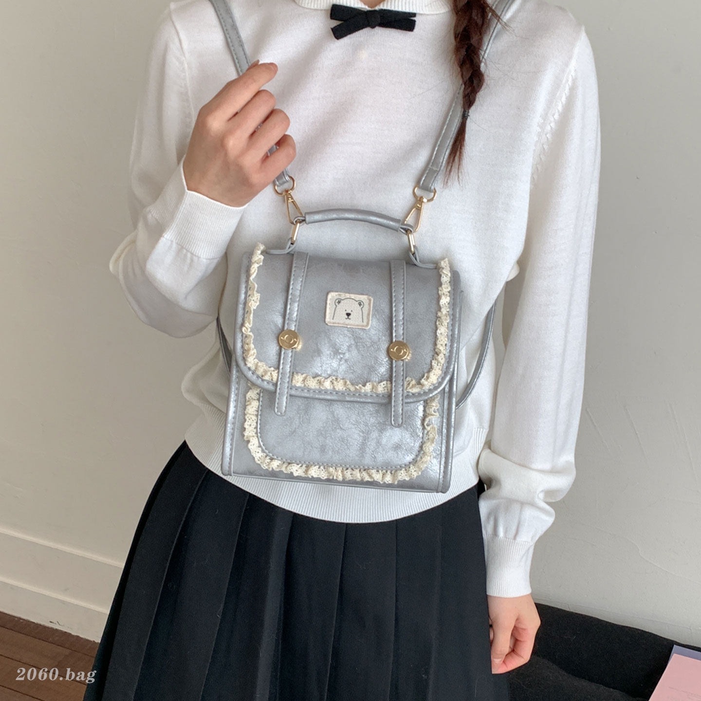 Mochila de encaje nuevo estilo de estilo universitario de moda moda de encaje de viaje de la mochila de chicas 2026 clase
