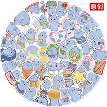 50张手绘可爱鲸鱼系列贴纸DIY装饰吉他平板水杯防水原创不侵权贴