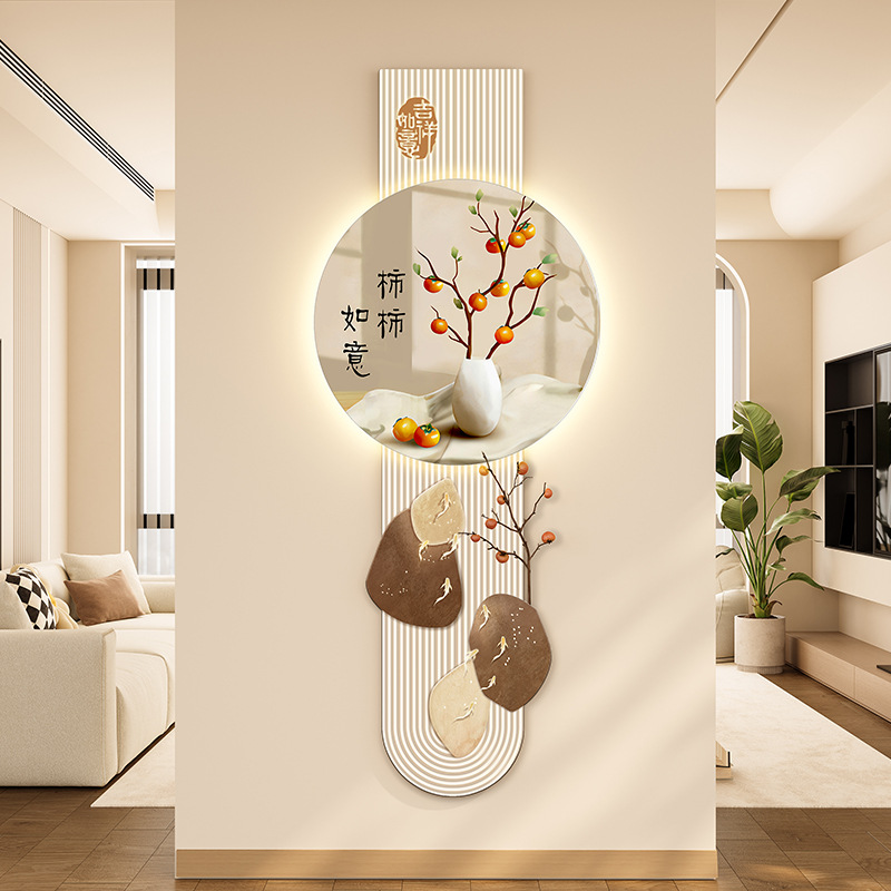 新款LED发光玄关挂画走廊过道装饰画电视背景墙画入户高级感壁画