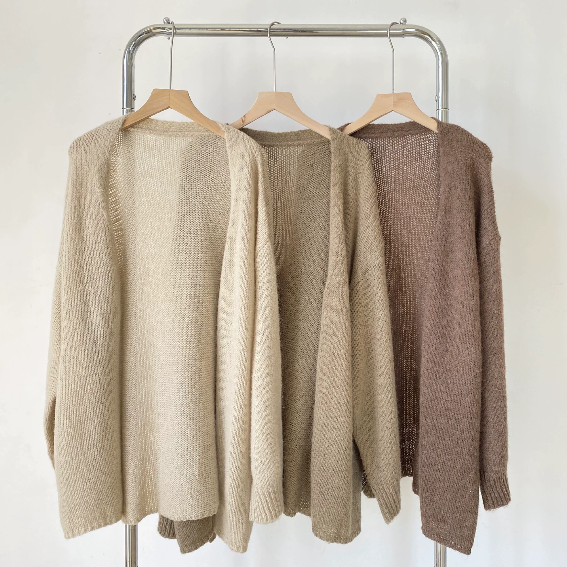 Длинный свободный мохеровый кардиган