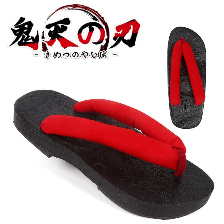 Japanese-Style Cosplay Clogs for Ram from Demon Slayer, Suitable for Young Characters, with Large Sole and Comfortable Fit