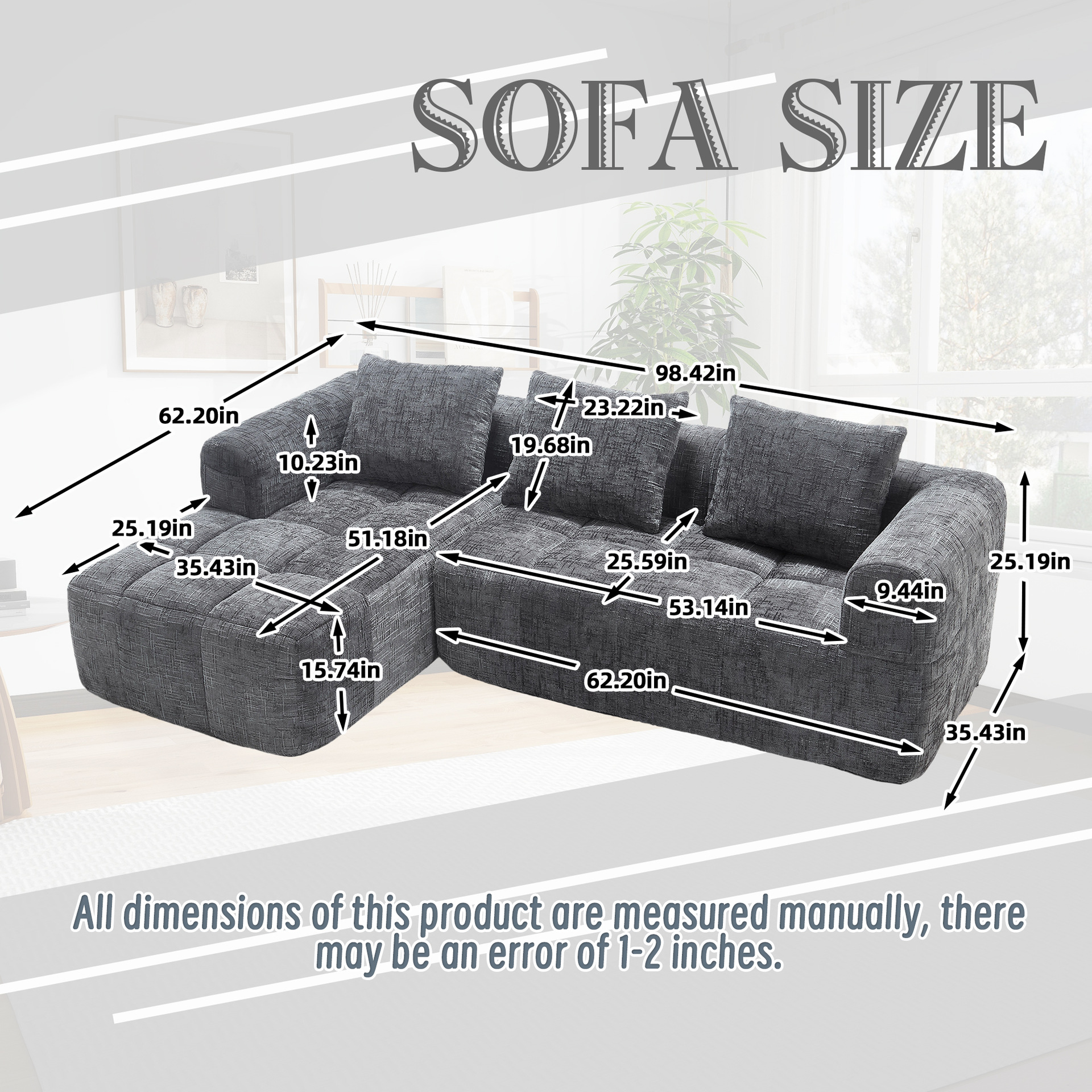 Foshan Factory Vacuum Roll Sofa de algodón de azúcar comprimido Sala de estar italiana Apartamento pequeño Sofá de tela en línea recta