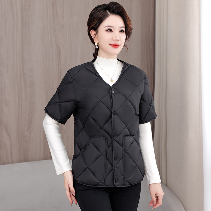 Autumn and Winter down Cotton Vest Women's Vest Vest Vest Cotton Outwear Warm Cotton Jacket 2025 New Short-Sleeved Top