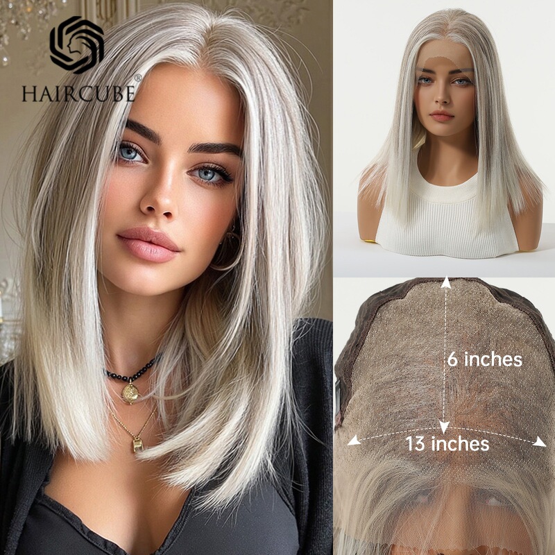 13*6 Large-Area High-Definition Lace Full Wig 14Inch Heat-Resistant Natural-Looking Realistic Hair Strands for Daily Wear