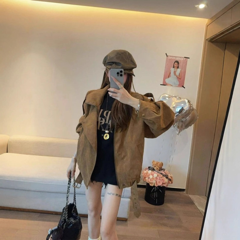 麂皮绒外套女春秋季2025新款早秋薄外套巨好看的短款夹克初秋休闲|undefined