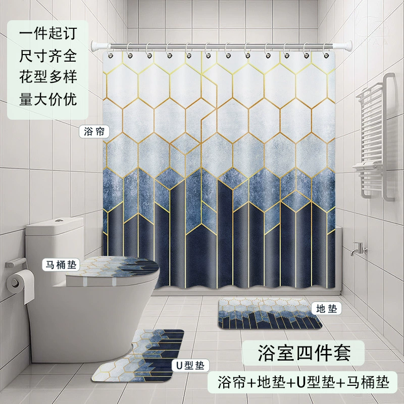 Трансграничные волосы цифровая печатная занавеска для душа водонепроницаемая и плесень душевая перегородка