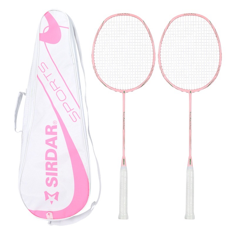 Badminton Racket Ultra-Light One-Piece Carbon Fiber Single/Double Racket Durable Professional Ultra-Light Carbon Badminton Racket