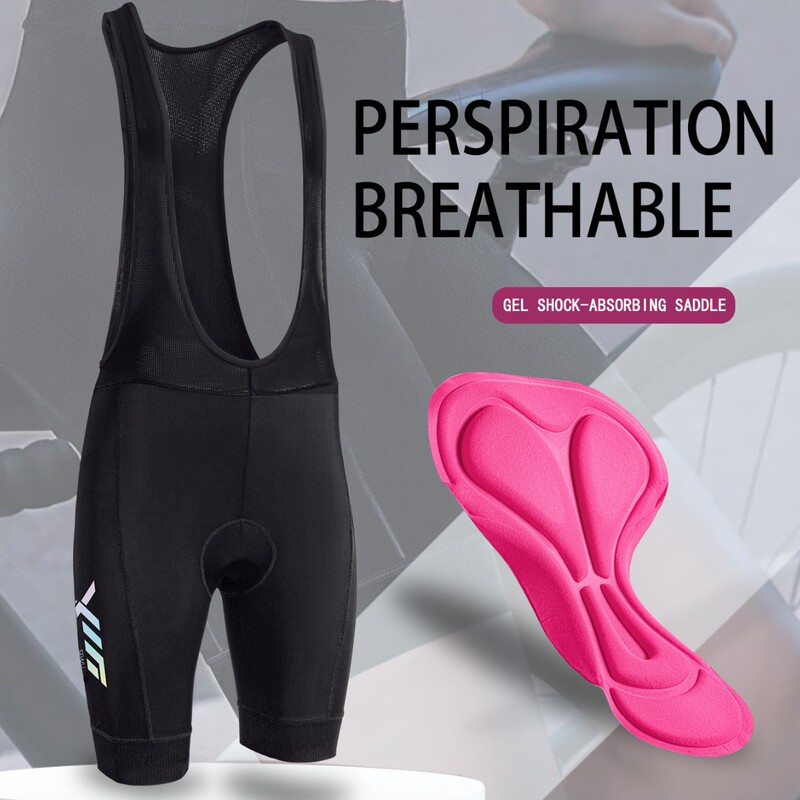 Women's Summer Cycling Bib Shorts with Lycra Fabric, Road Bike Double Arrow Padding, Professional Competition Shorts