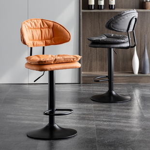 Bar Chair Modern Simple Rotating High Stool Home Backrest Bar Chair Cashier Lift Light Luxury Bar Stool