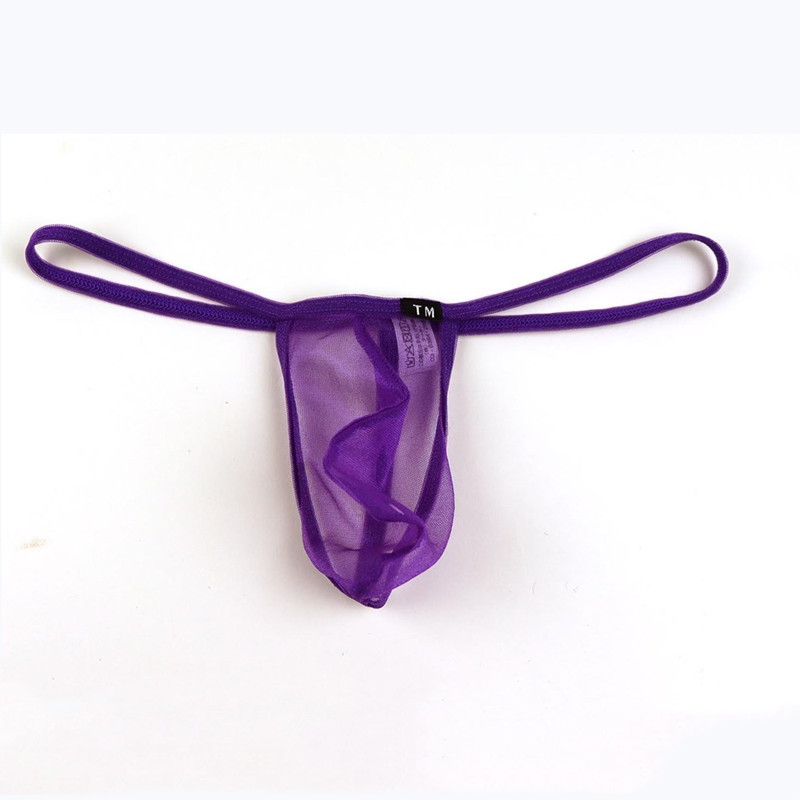 New men's gauze thong translucent sexy small pocket T pants solid color boys underwear summer pants wholesale