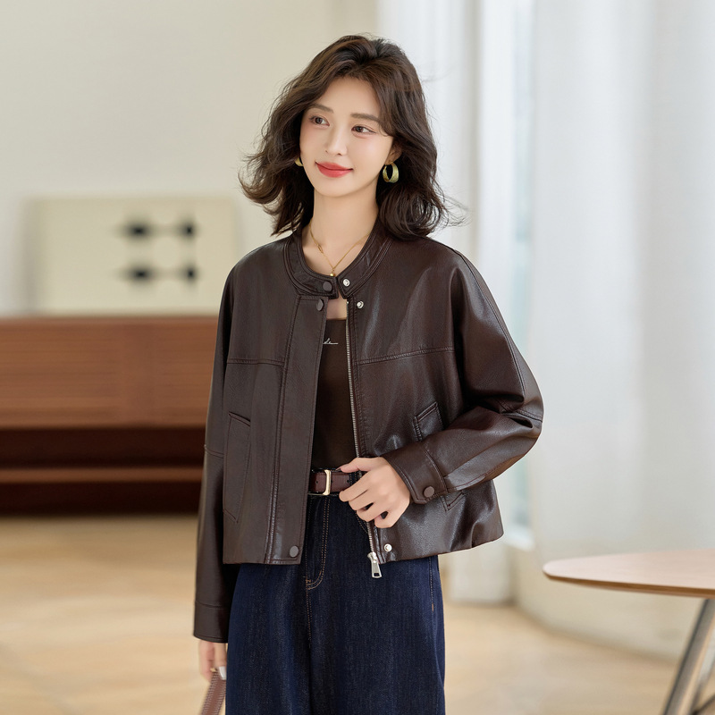 Haining Genuine Leather Jacket for Women 2025 New Popular Short Full Leather Jacket Classy Sheepskin Jacket Spring & Fall Style