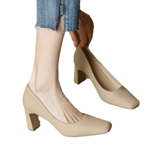 Women's soft leather flat shoes for long standing, suitable for commuting and office, stylish and professional with a thick sole.