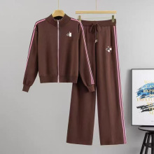 深圳南油高端女装2025年秋冬新款立领拉链毛衣外套高腰长裤套装