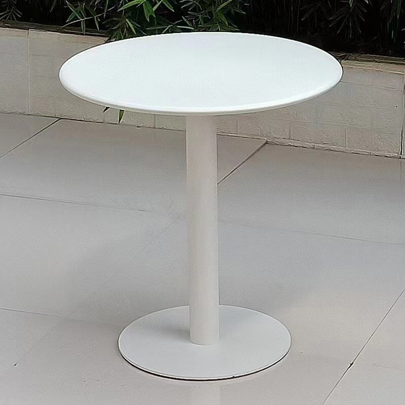 Mesa redonda de acero al carbono impermeable para exterior, balcón, bar o restaurante