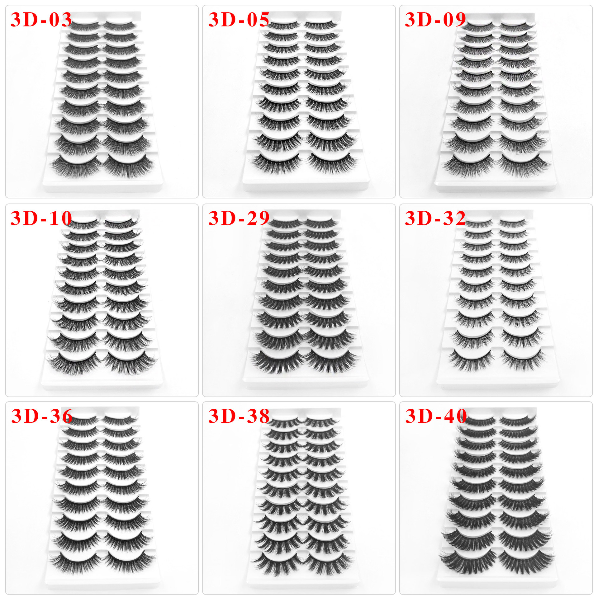 New 10 Pairs Of  Natural Thick Three Dimensional False Eyelash display picture 1