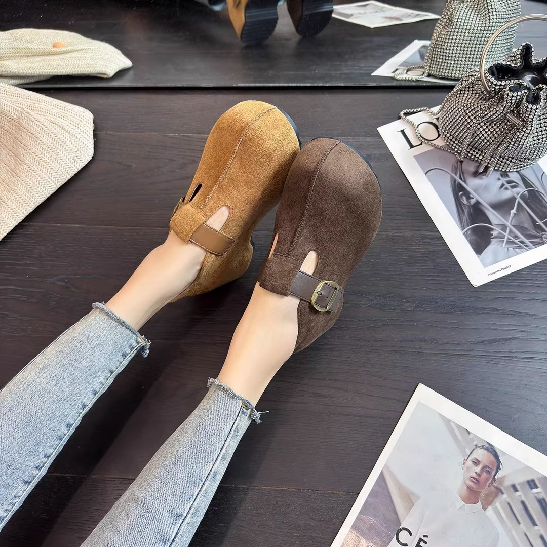 Zapatos retro de piel de vaca esmerizada Bocken para mujeres 2026 nuevos zapatos casuales transpirables de un pie zapatos de mujer