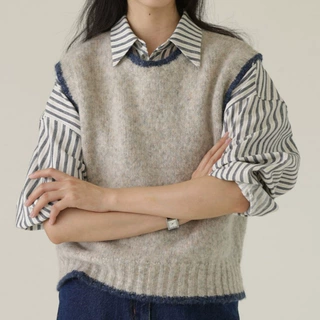 学院风灰色毛衣背心女春秋季2025新款复古针织衫叠穿内搭马甲上衣