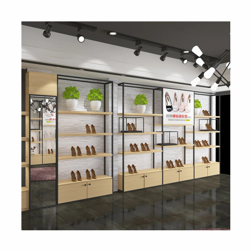 定制概念店展柜商场包包展示架木纹烤漆鞋子展架
