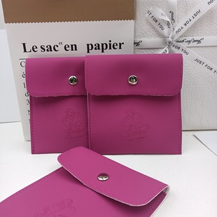 New Direct Rose Red Leather Buckle Bag Jewelry Packaging Bag Headset Necklace Storage Bag Free Proofing