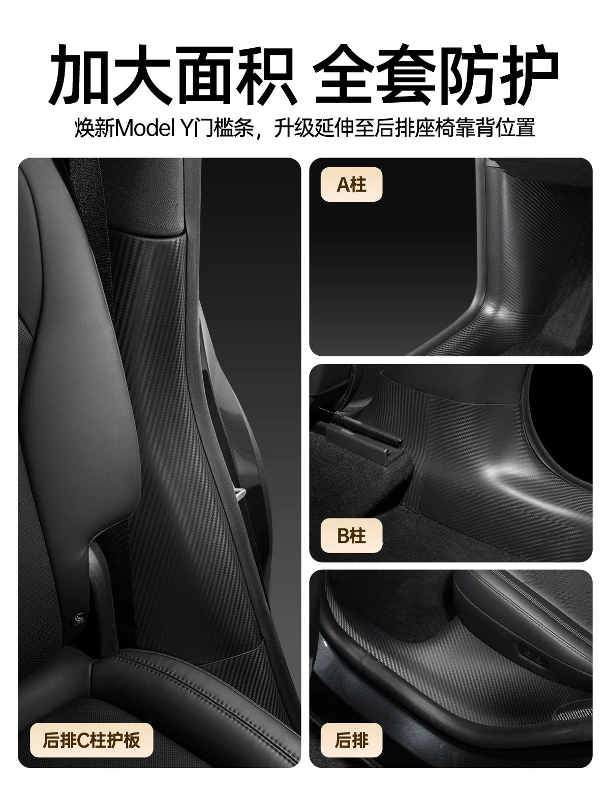 Suitable for Tesla Threshold Strips, New Version Model Y/3/Yl Carbon Fiber Front and Rear Protection Strips and Accessories