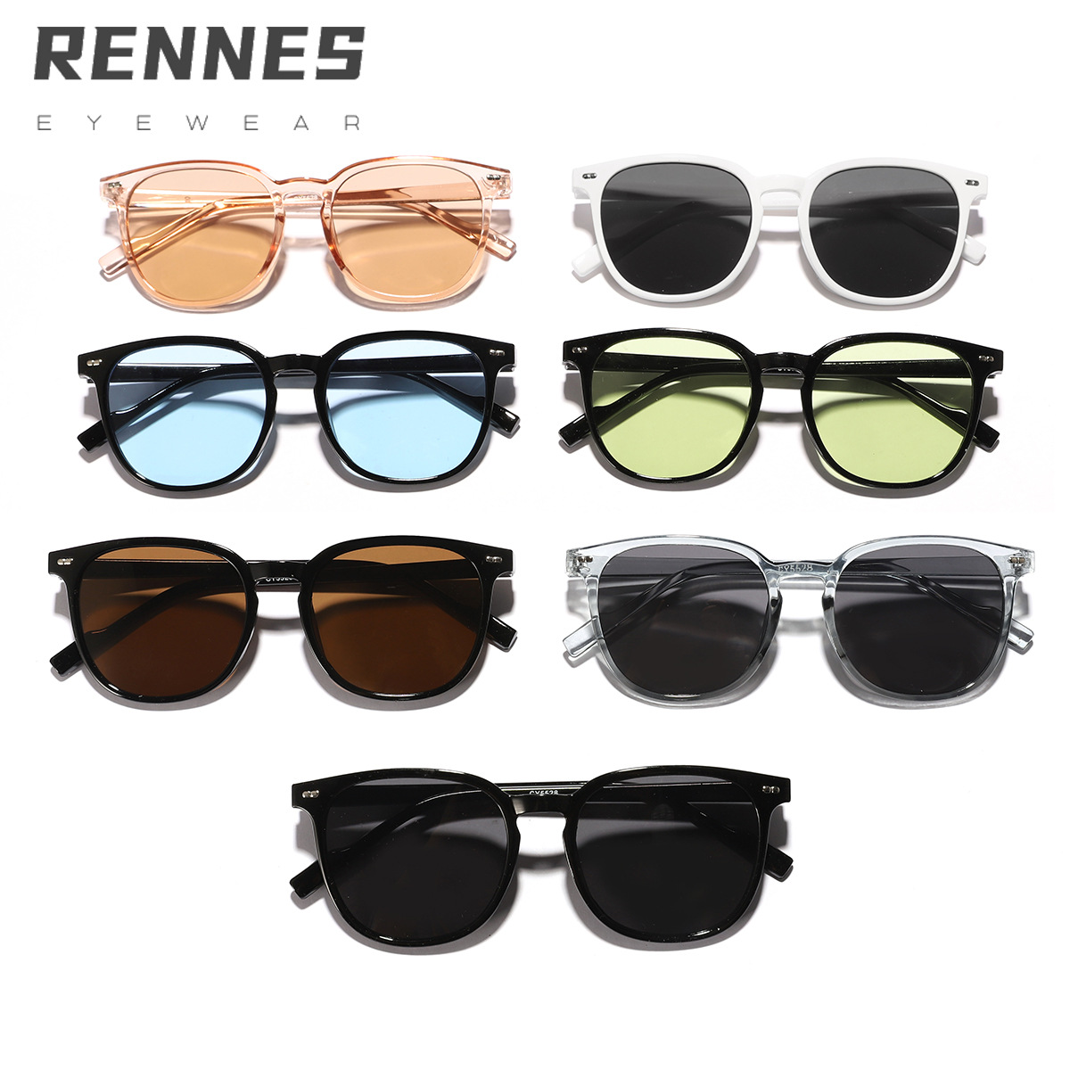 Nuevo estilo coreano ins estilo llano marco cara mirando pequeñas gafas de sol de moda esenciales anti-gafas de Sol para salir