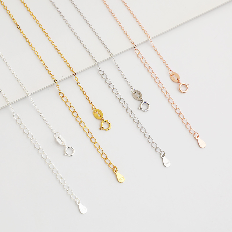 3g Weight Plated Gold Plating Process 1 Piece 925 Sterling Silver 18K Gold Plated Rose Gold Plated White Gold Plated Cable Chain Thick 1mm 40cm 5.5cm Long