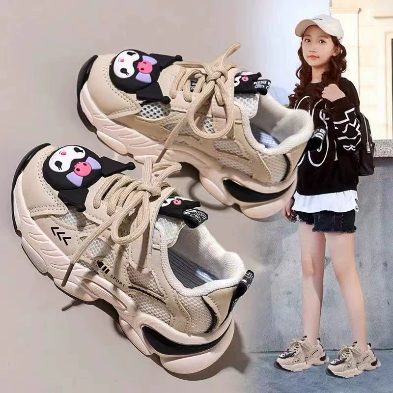 Сетчатые кроссовки coolomi для девочек, дышащая, новая весенняя Нескользящая повседневная обувь для детей среднего и большого размера 2024 года