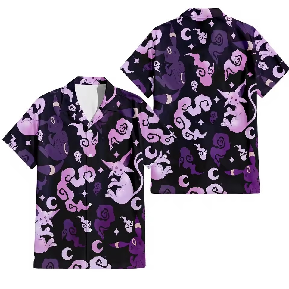 Europa y América venta caliente transfronteriza hombres vacaciones de verano hawaiano camisa de botones de manga corta dibujos animados color de contraste animal impresión 3D