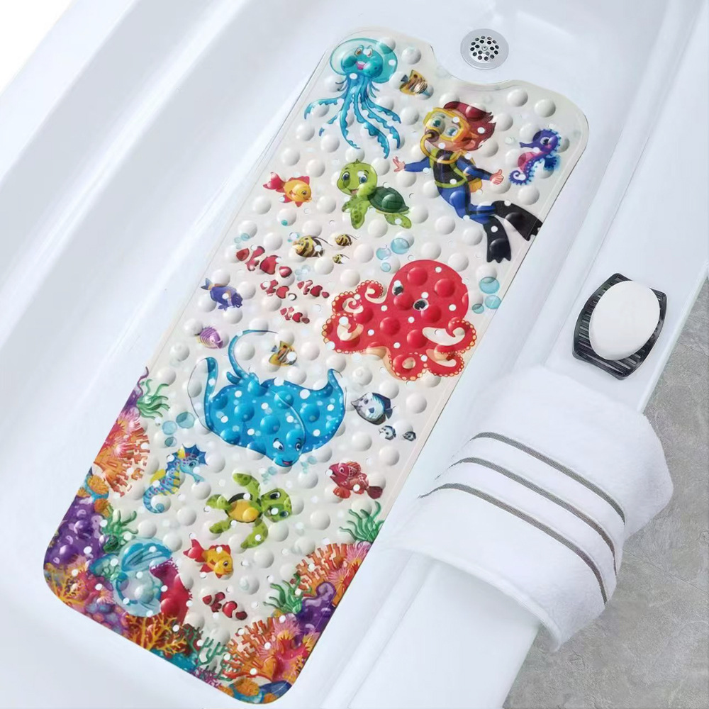 Alfombrilla antideslizante para baño con diseño de océano de dibujos animados para niños de Amazon, alfombrilla antideslizante para piscina, baño, alfombrilla antideslizante