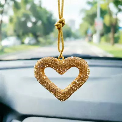 Car Pendant Rearview Mirror | Car hanging - golden-love-rope