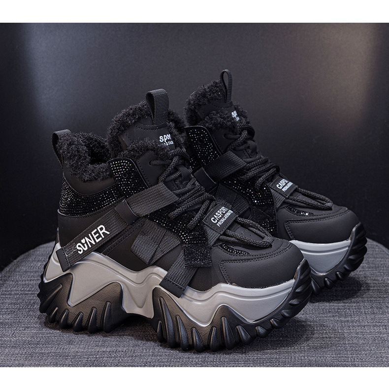 Giày sneaker nữ đế dày phong cách Hàn Quốc, lót lông cừu giữ ấm, tăng chiều cao — M2993 Trắng một lớp, M2993-1 plus nhung xám, M2993 plus trắng nhung, M2993-1 plus nâu nhung chi tiết 25
