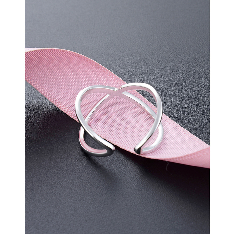 925 anillo cruzado de plata esterlina hembra ins estilo fresco personalidad simple anillo liso anillo de sentido de alto grado anillo de dedo índice de nicho