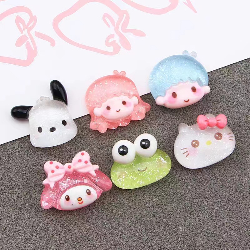 Nueva historieta permeable al hielo chica Super linda chica perro resina accesorios al por mayor DIY crema pegamento refrigerador pegatinas