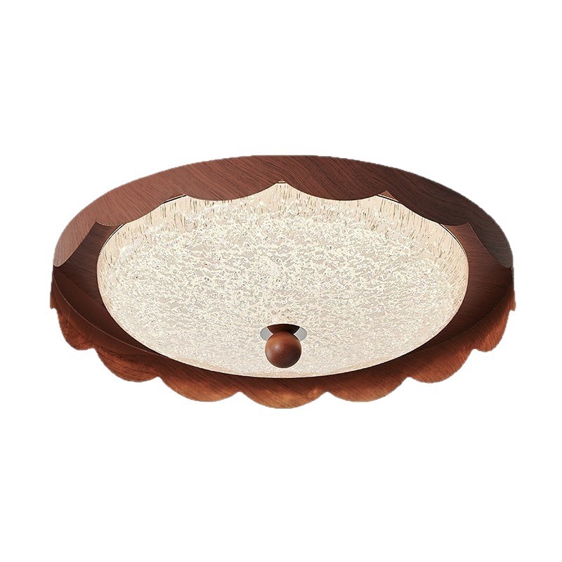 [Estrictamente seleccionado] Luz de techo del dormitorio principal de estilo antiguo, minimalista, redonda y creativa, protección ocular de grano de madera de nogal, techo de habitación