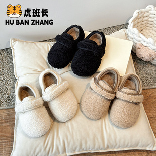 Children's Cotton Shoes 2025 Winter New Korean Style Velcro Furry Shoes for Boys and Girls, Student Shoes, Drop Shipping
