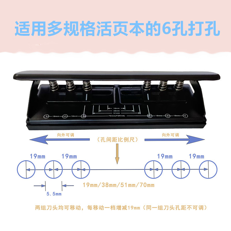 Adjustable hole puncher, tear-off sheet 4