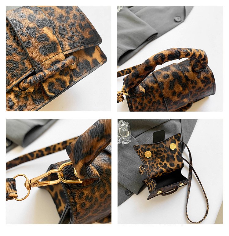 Small niche leopard print design 2024 new handheld casual western-style personalized crossbody small square bag_voghion.com