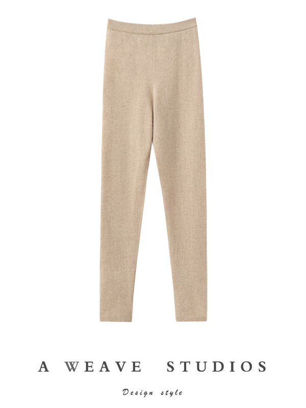 Slim-Fitting Leggings for Women, Simple, Slimming, Soft Trousers for Inner Wear, Knitted High-Waisted Pure Versatile Cashmere
