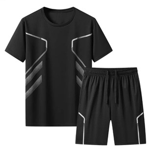 New Suit Sports Suit Men's Summer Running Quick-Drying T-Shirt Ice Silk Quick-Drying Clothing Short-Sleeved Shorts Basketball Training