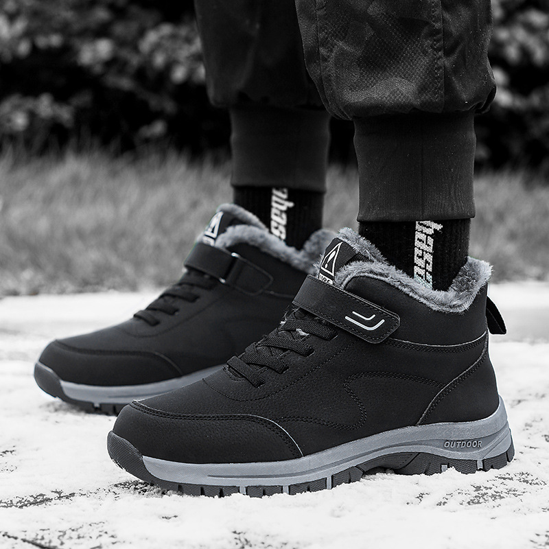 Men's and Women's Winter Cotton Shoes with Velvet and Thickened Warm Casual Outdoor Snow Boots