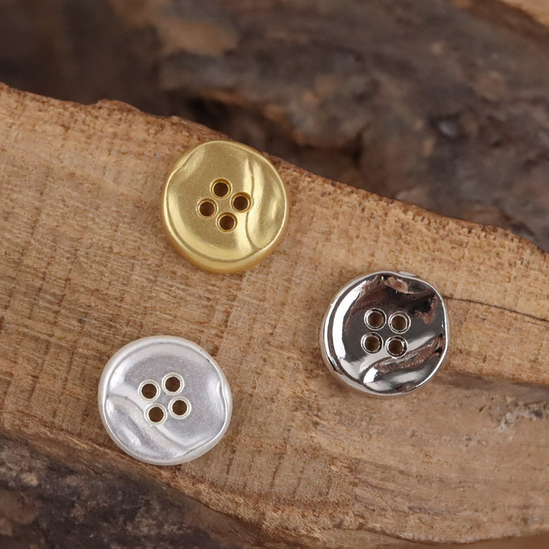 Silver White Metal Small Buttons Shirt Denim Jacket Vest Overalls Decorative Clothing Four-Eye Imitation Gold Buttons