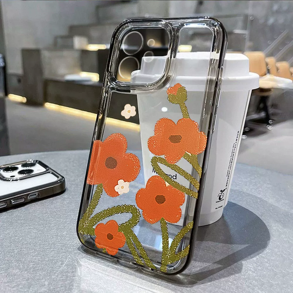 Apple, orange совместим с iPhone 16 чехол для телефона цветочный дизайн iphone 17promax, 13