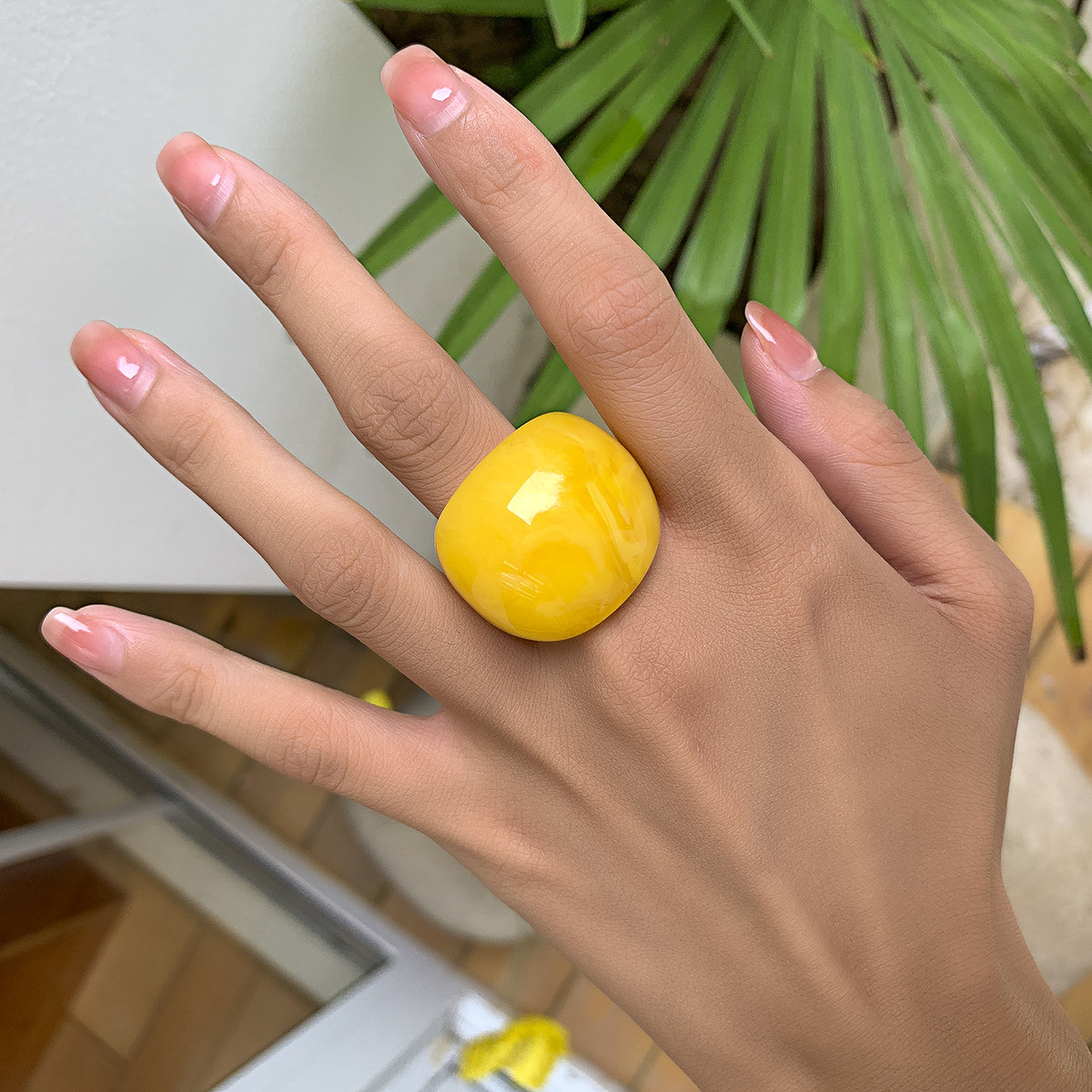 Wholesale Jewelry Simple Geometric Macarons Arc Resin Ring Nihaojewelry display picture 17