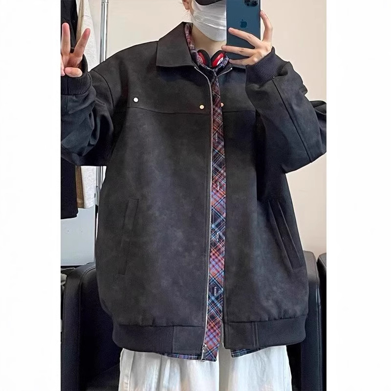 2024 otoño nuevo hombre chaqueta de cuero americano chaqueta de cuero suelta de hombre una tienda de productos